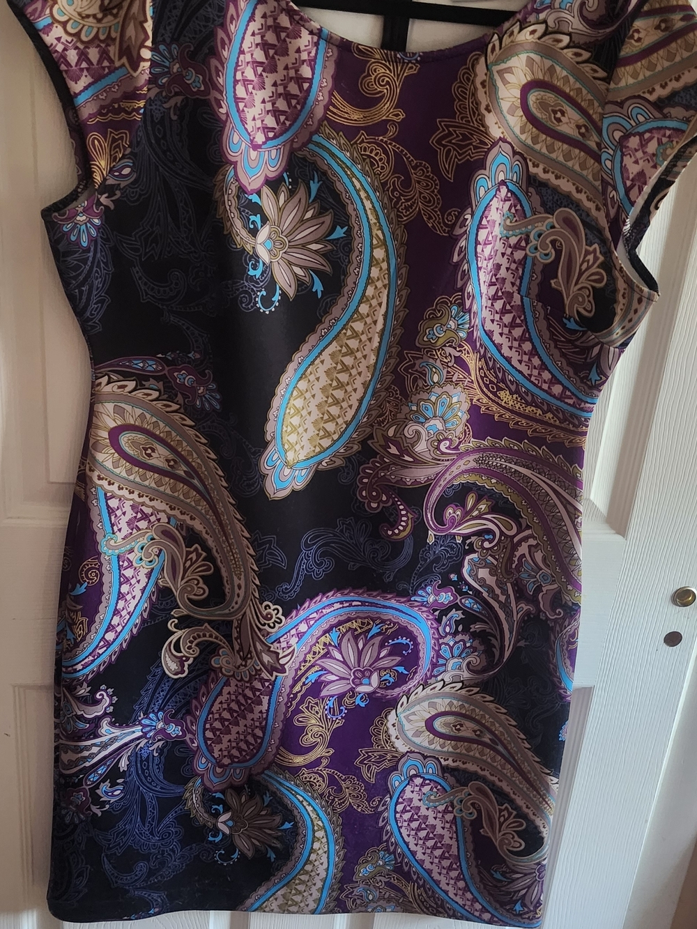 Paisley Sheath Dress in Purple and Black